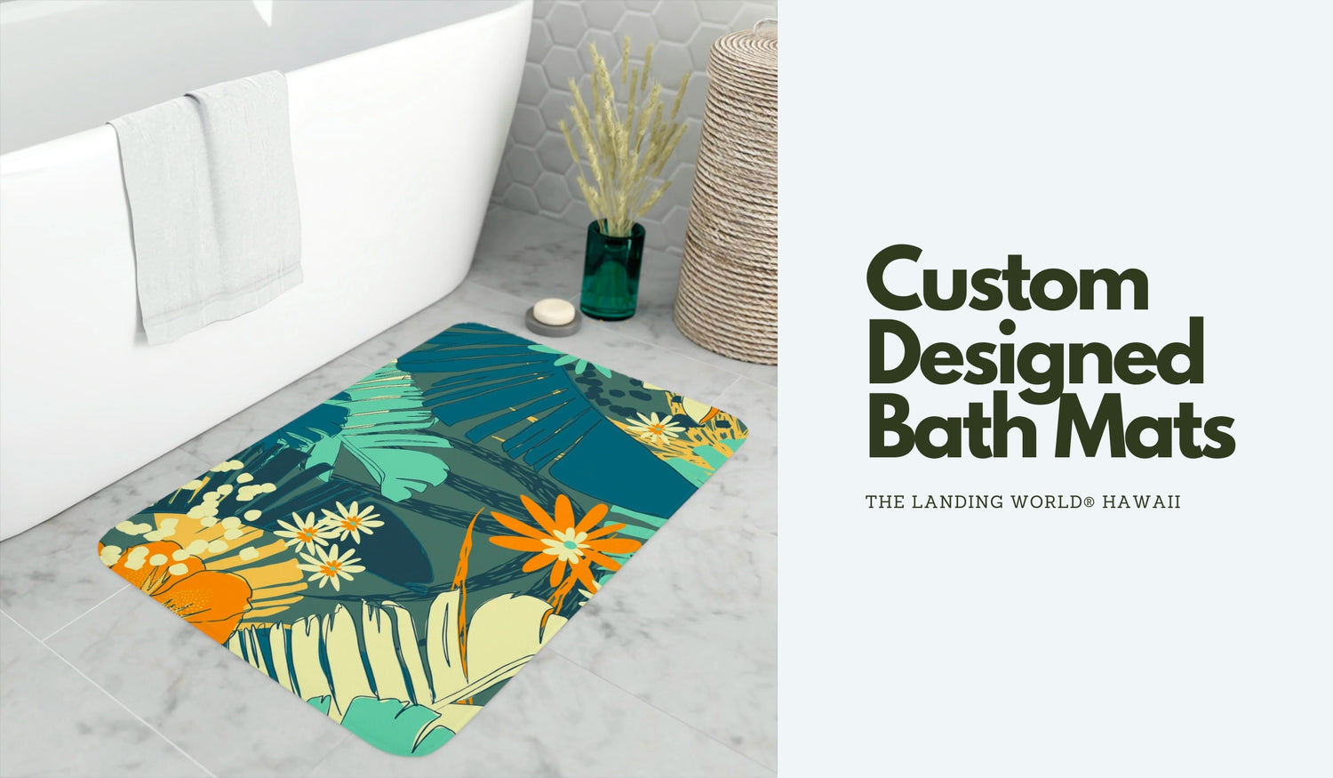 Custom Designed Tropical Bath Mats & Bath Rugs