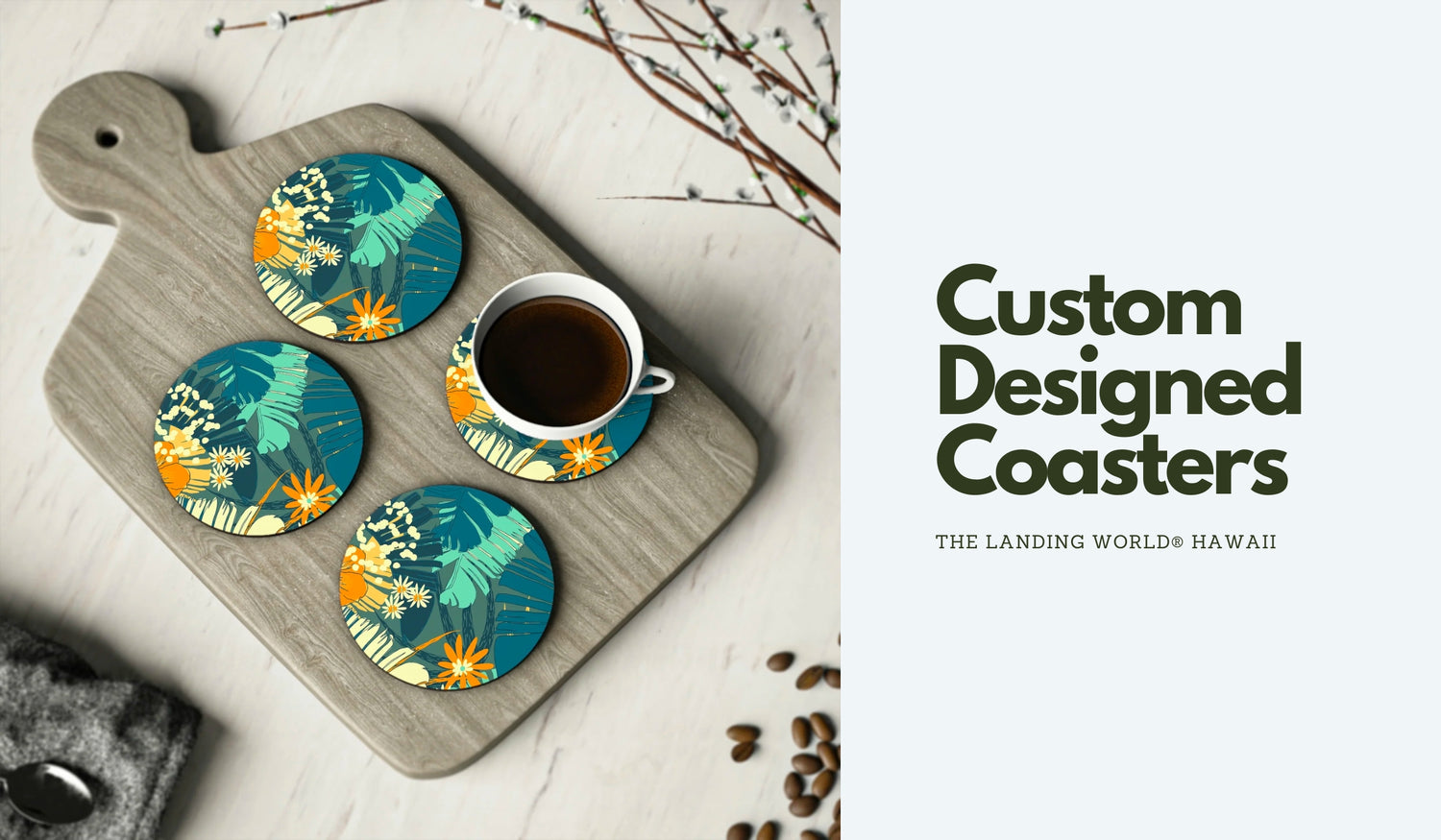 Custom Designed Tropical Print Coasters