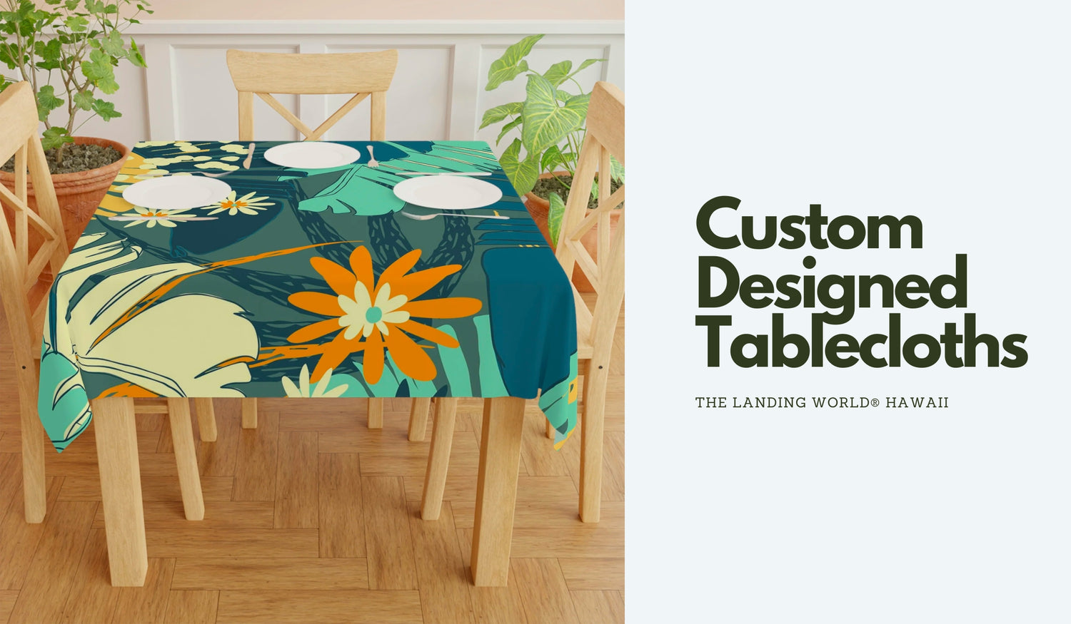 Custom Designed Tropical Print Tablecloths