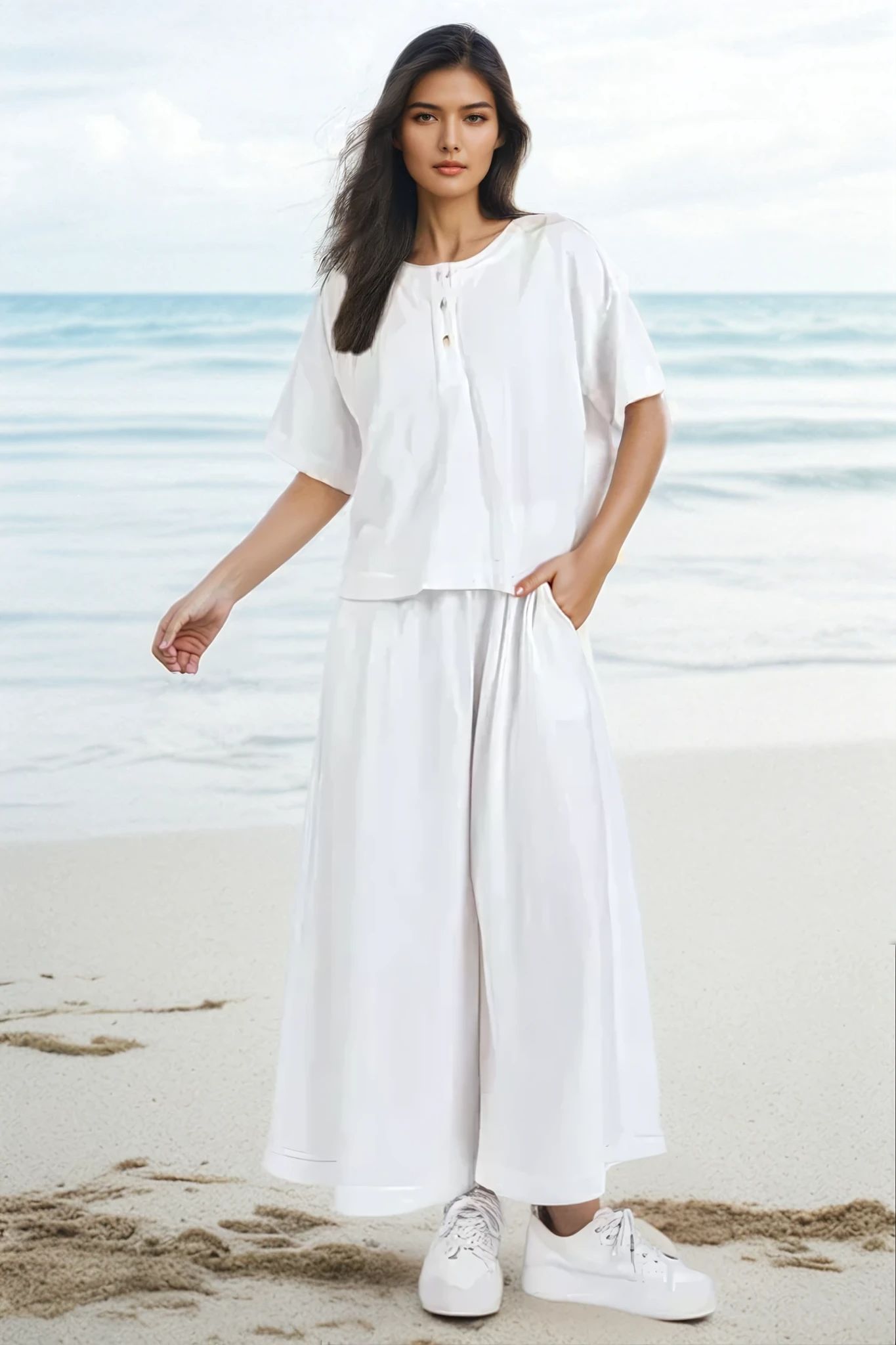 White Beachy Boho White Resort Top and Pants Set