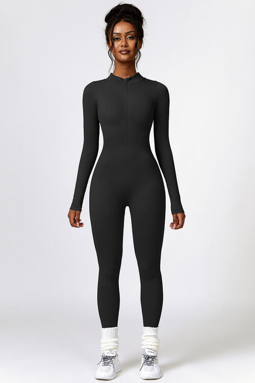 Half Zip Long Sleeve Sport Jumpsuit