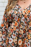 Plus Size Floral Summer Top with Flare Sleeves