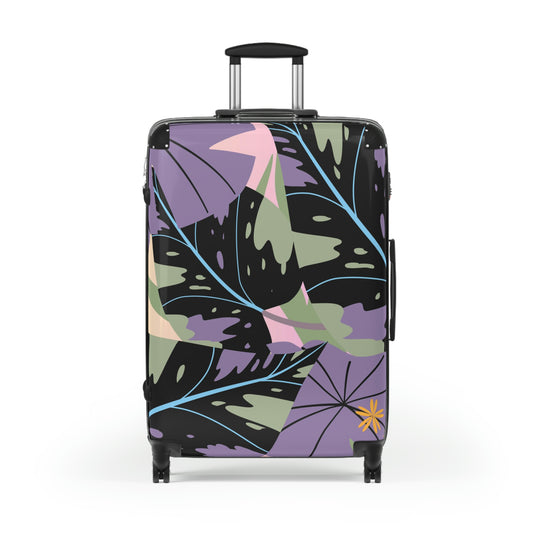 Lavender Jungle Collection Suitcase, Custom Designed Tropical Art Suitcase