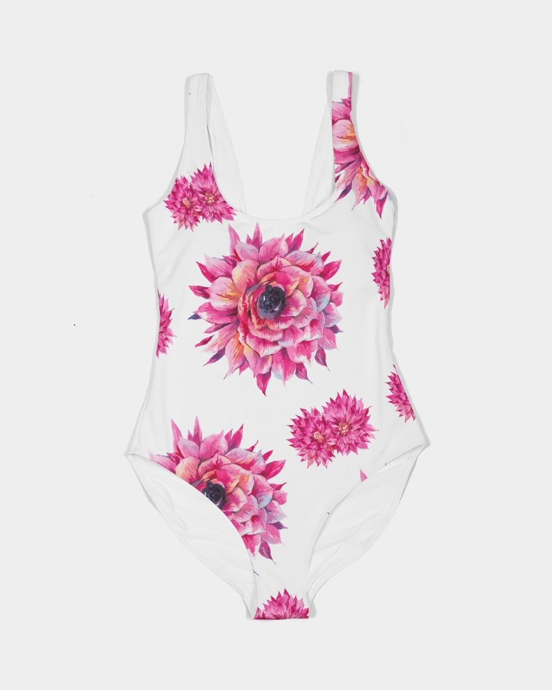 Luxe Pink Flowers Women's Performance One Piece Swimsuit UPF 50+