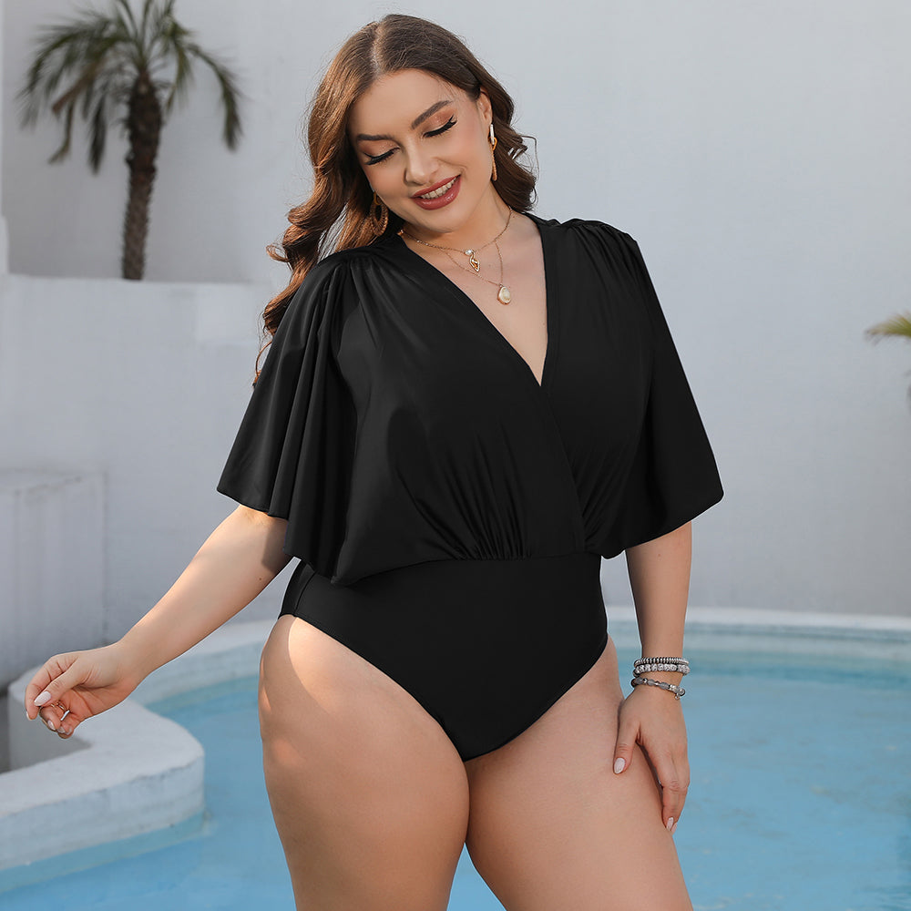 Plus Size Black Elegant Resort One-Piece Swimsuit