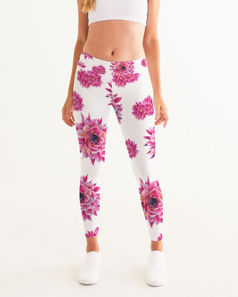Luxe Pink Flowers Women's Yoga Pants