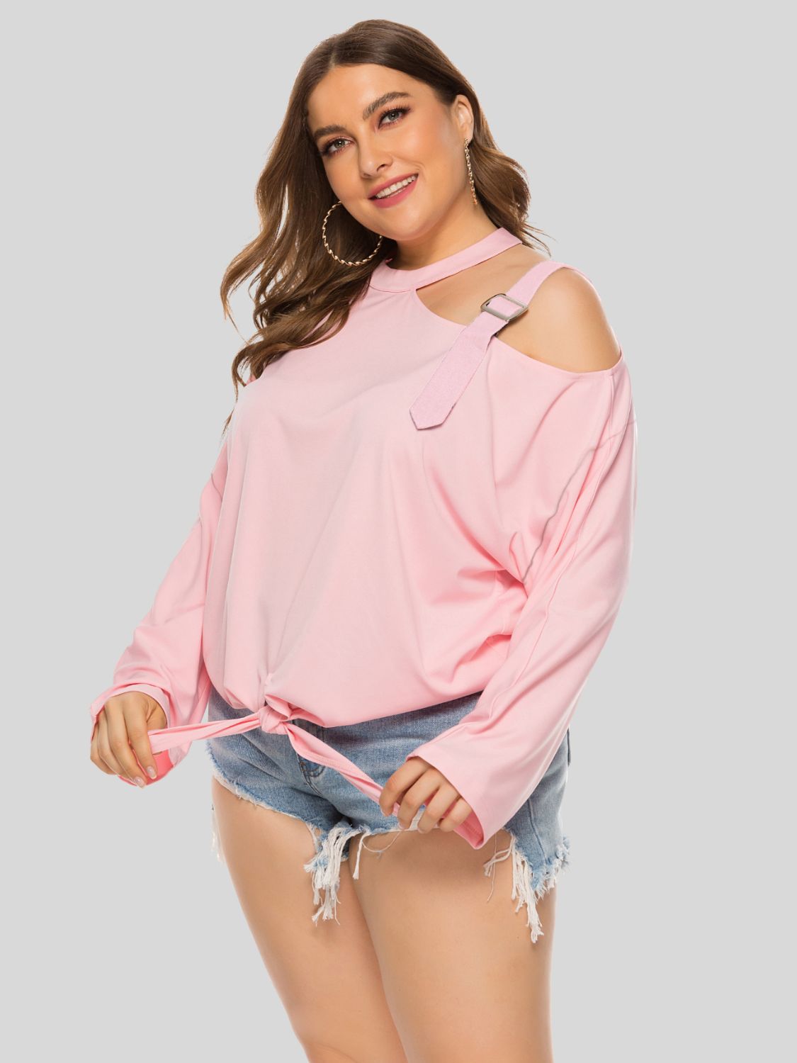 Plus Size One Buckle Shoulder Summer Top