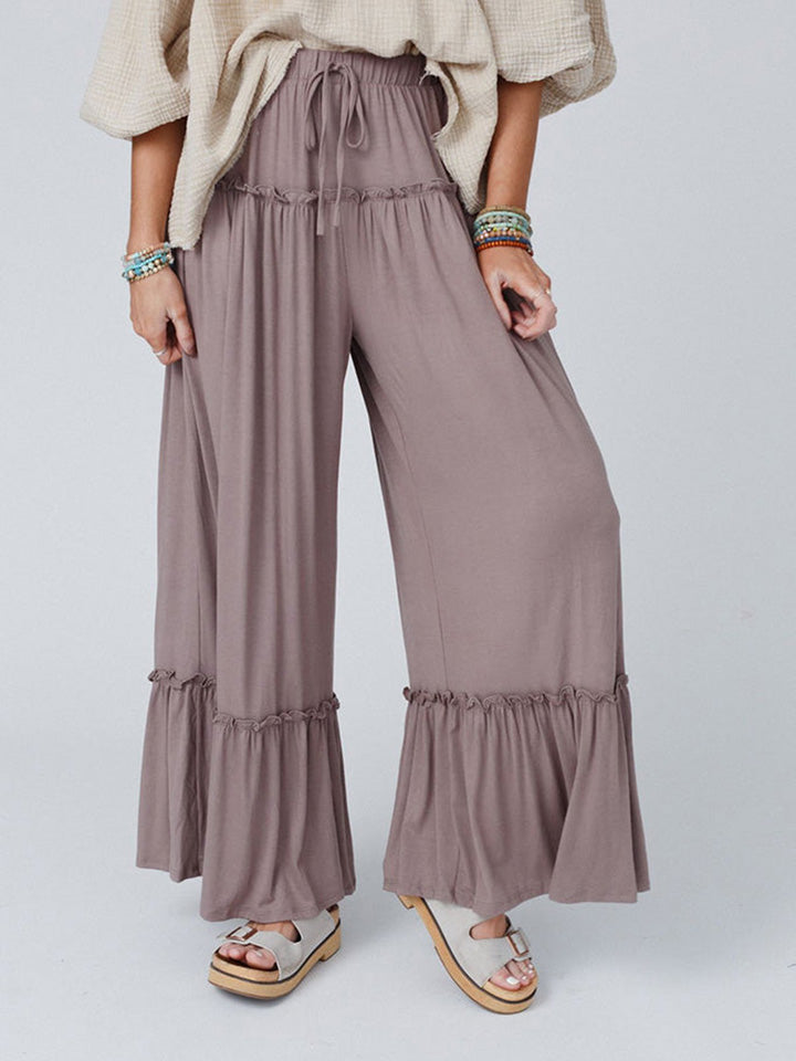 Wide Leg Ruffle Trim Bali Pants