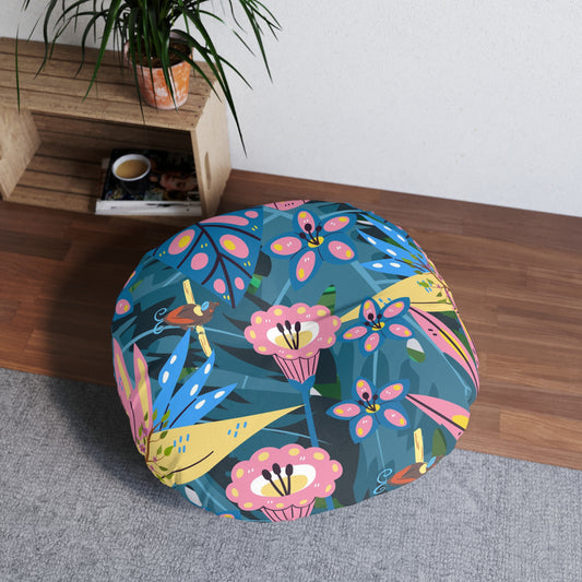 Boho Bliss Jungle Floor Pillow, Tropical Print Floor Cushion