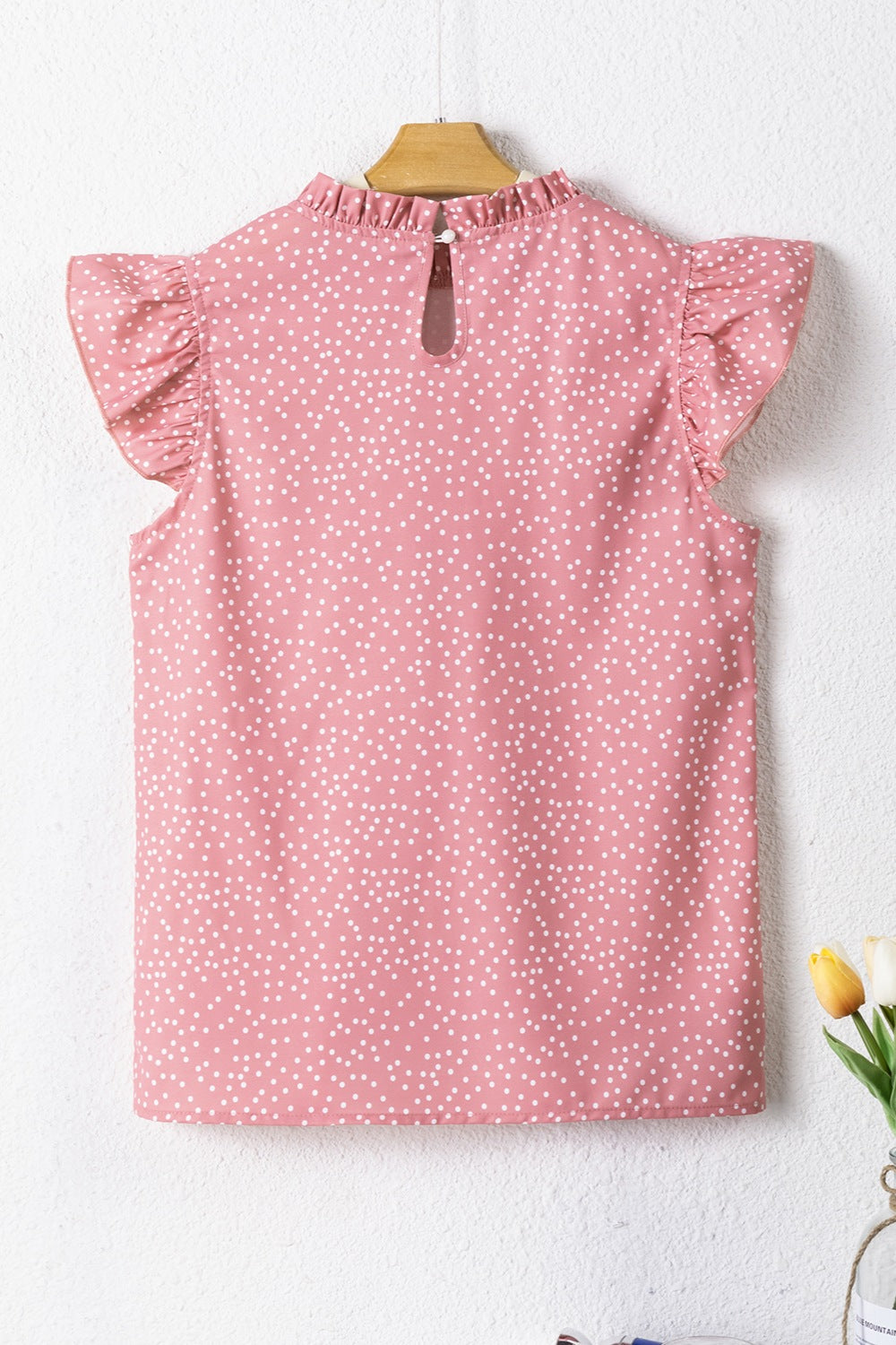 Frill Polka Dot Cap Sleeve Summer Blouse