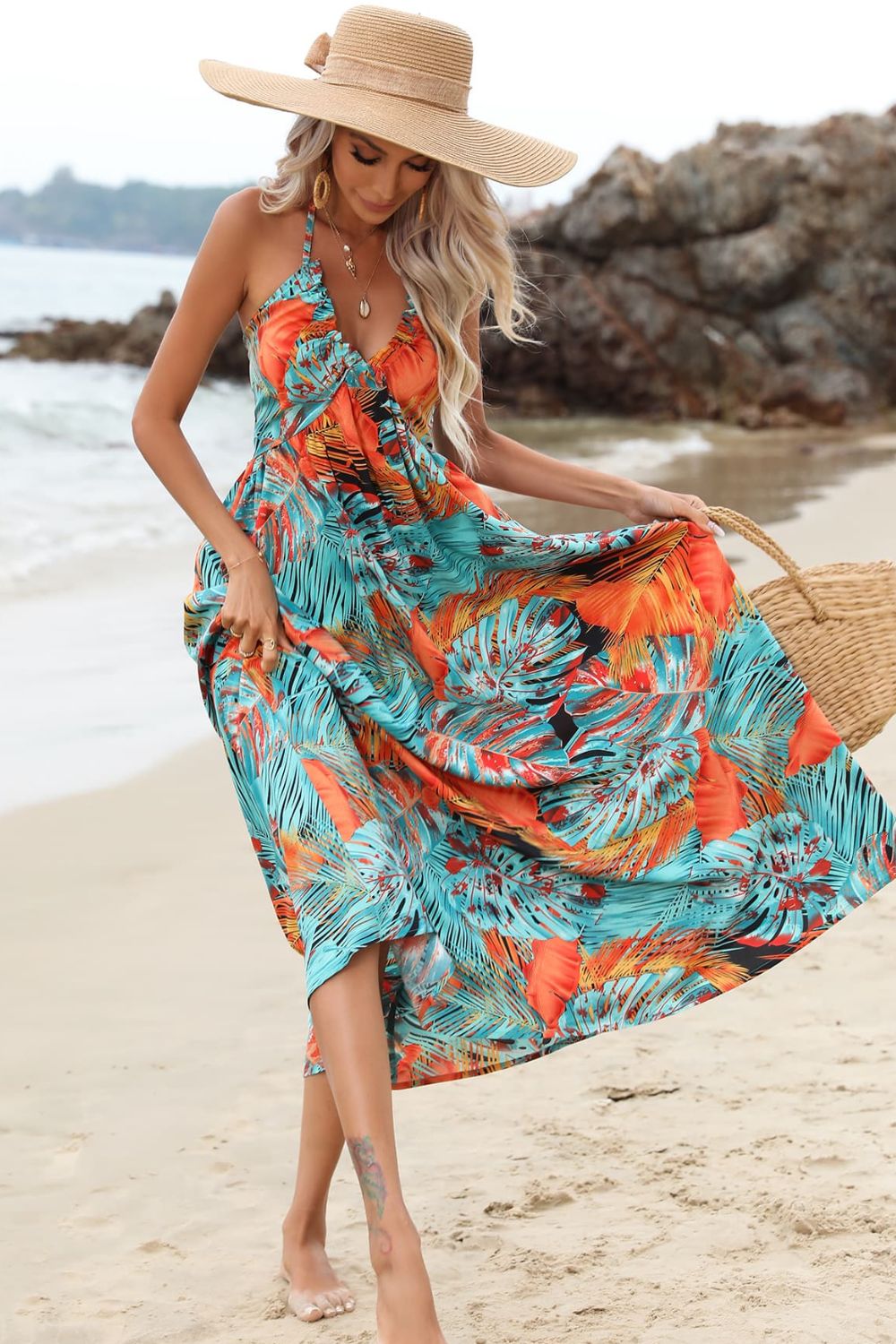 Tropical Hawaii Life Midi Resort & Beach Dress