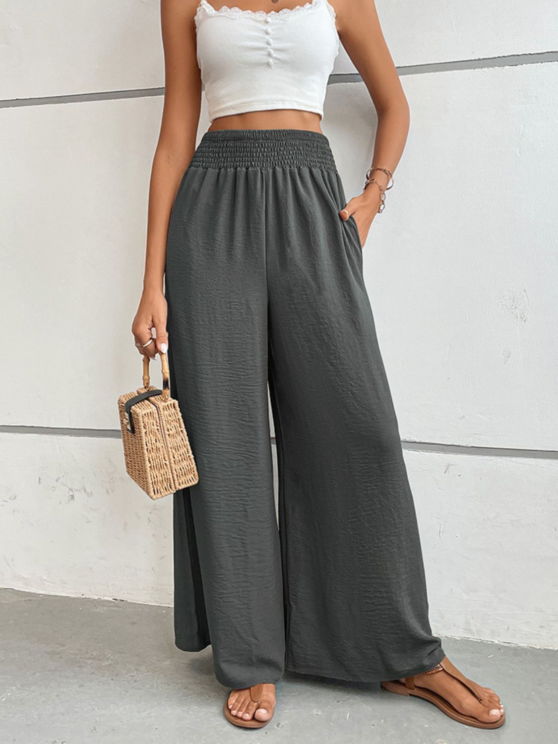 Wide Waistband Relax Fit Long Resort Pants