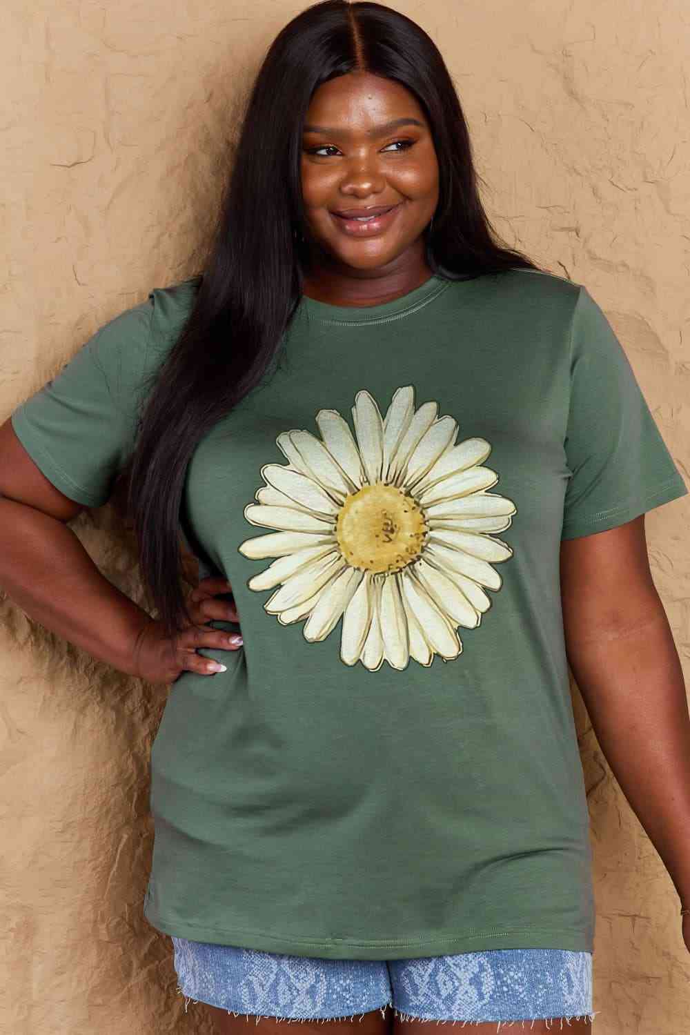 FLOWER Graphic Cotton Tee up to 3XL