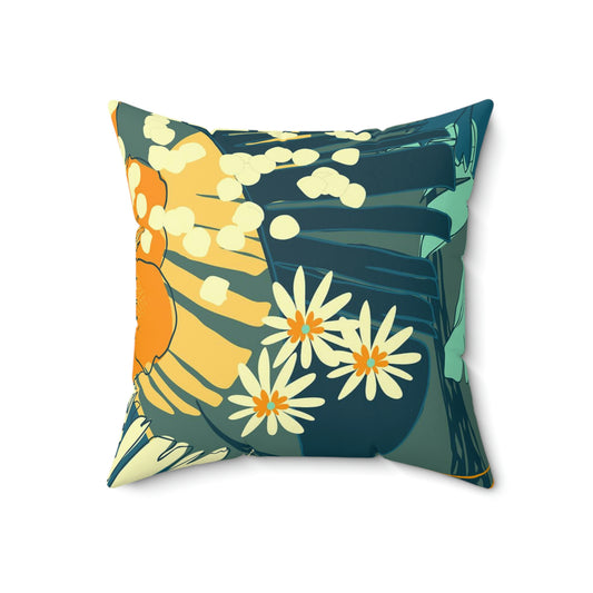 Jungle Blues Collection Throw Pillow, Tropical Print Pillow, Perfect for Tropical Vacation or Airbnb Home
