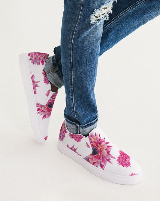 Luxe Pink Flowers Men's Slip-On Canvas Shoe
