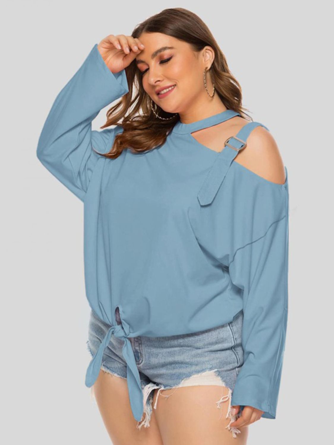 Plus Size One Buckle Shoulder Summer Top