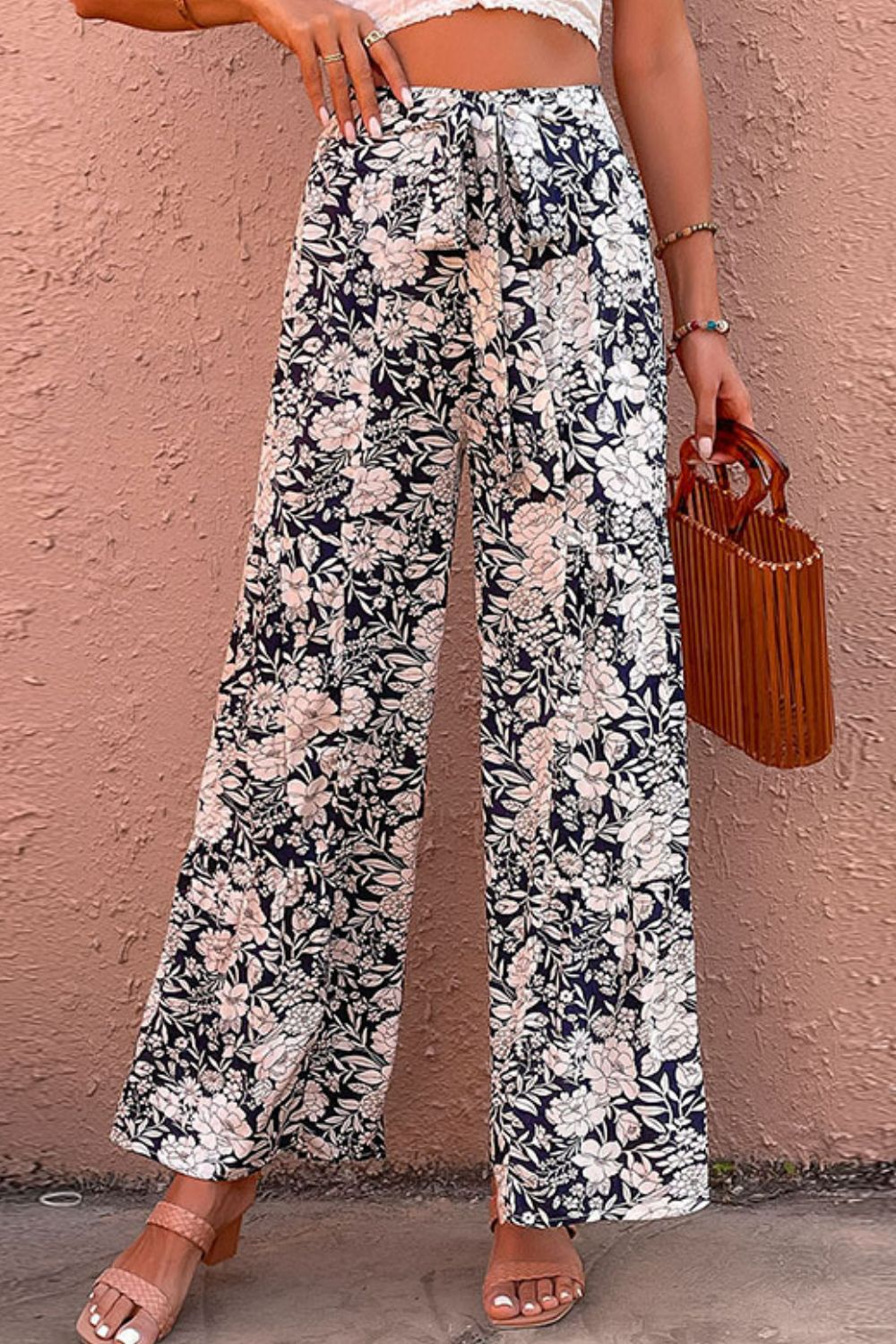 Floral Belted Wide Leg Resort Pants