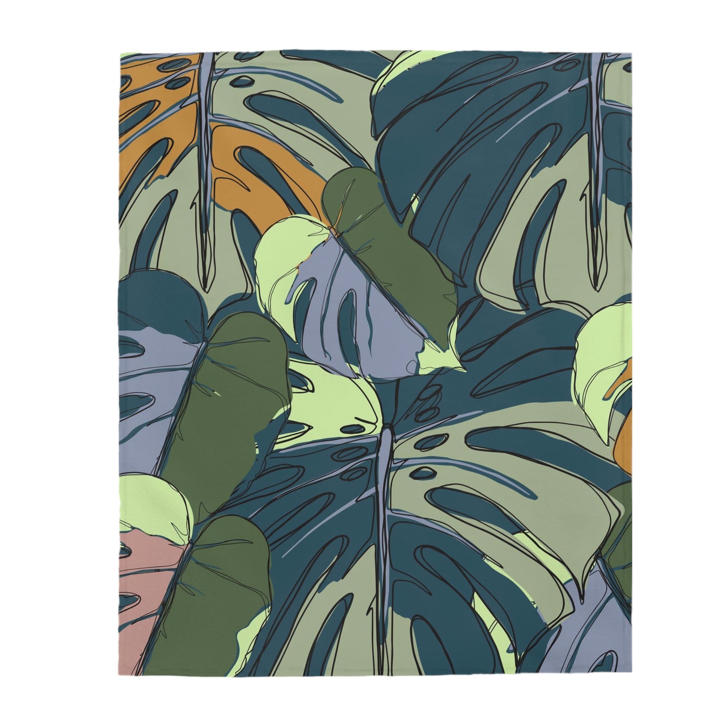 Hawaii Monstera Collection, Monstera Leaf Velveteen Plush Blanket
