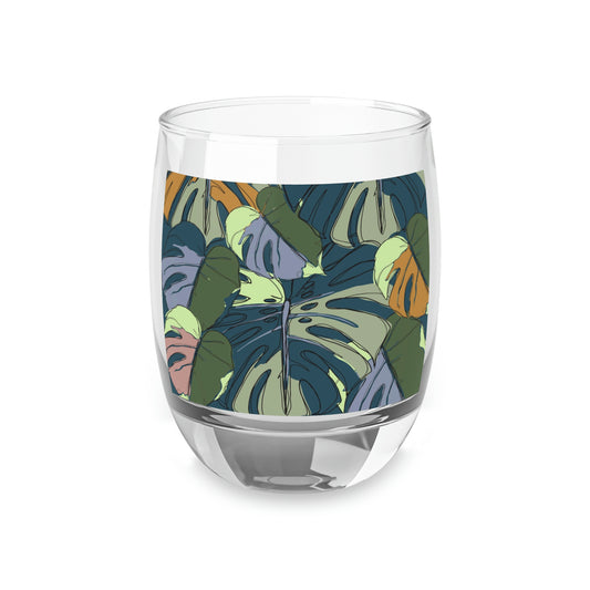Hawaii Monstera Collection Drinking Glass, Tropical Custom Designed Bar Glass