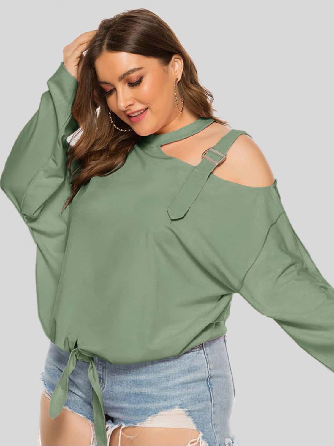 Plus Size One Buckle Shoulder Summer Top