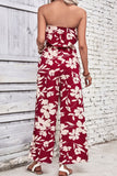 Tropical Floral Hawaiian Wide Leg Jumpsuit