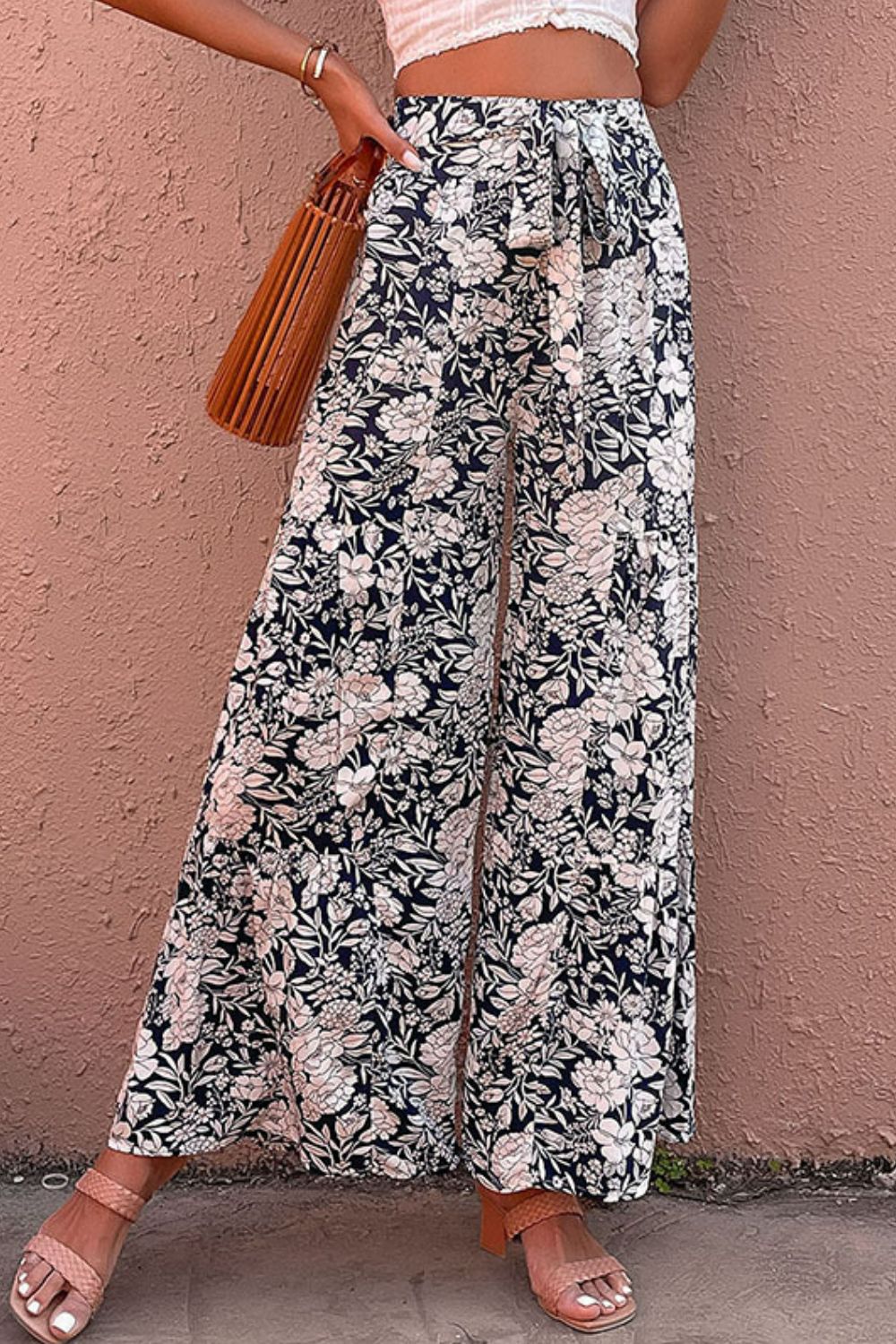 Floral Belted Wide Leg Resort Pants