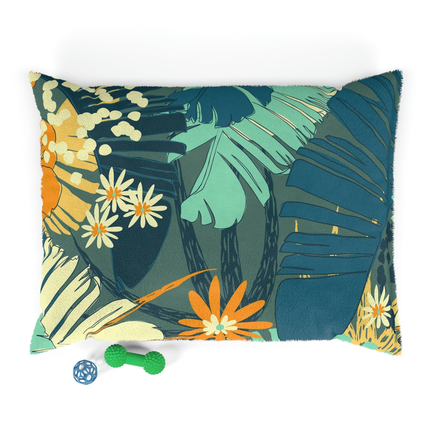 Jungle Blues Custom designed Tropical Pet Bed,  Great Gift Idea for Dogs or Cats!