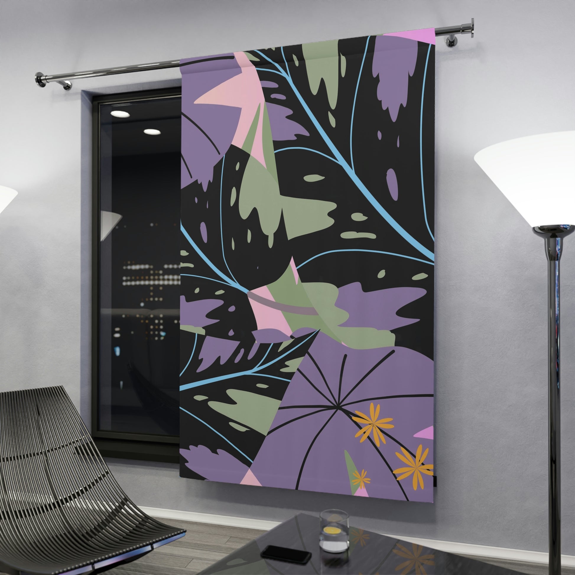 Lavender Jungle Custom Designed Tropical Window Curtains (1 Piece)