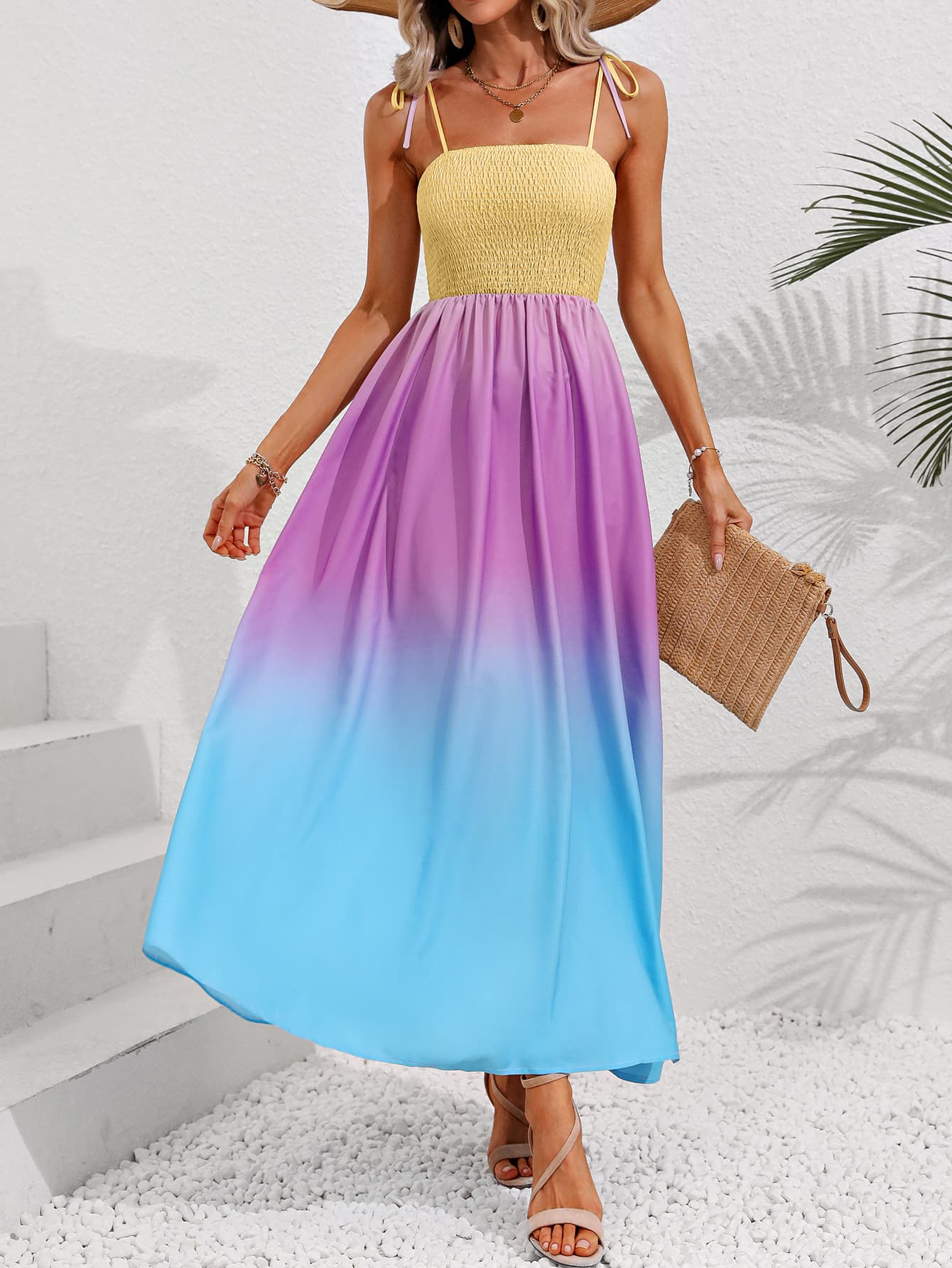 Ombre Gradient Rainbow Beach & Resort Maxi Dress