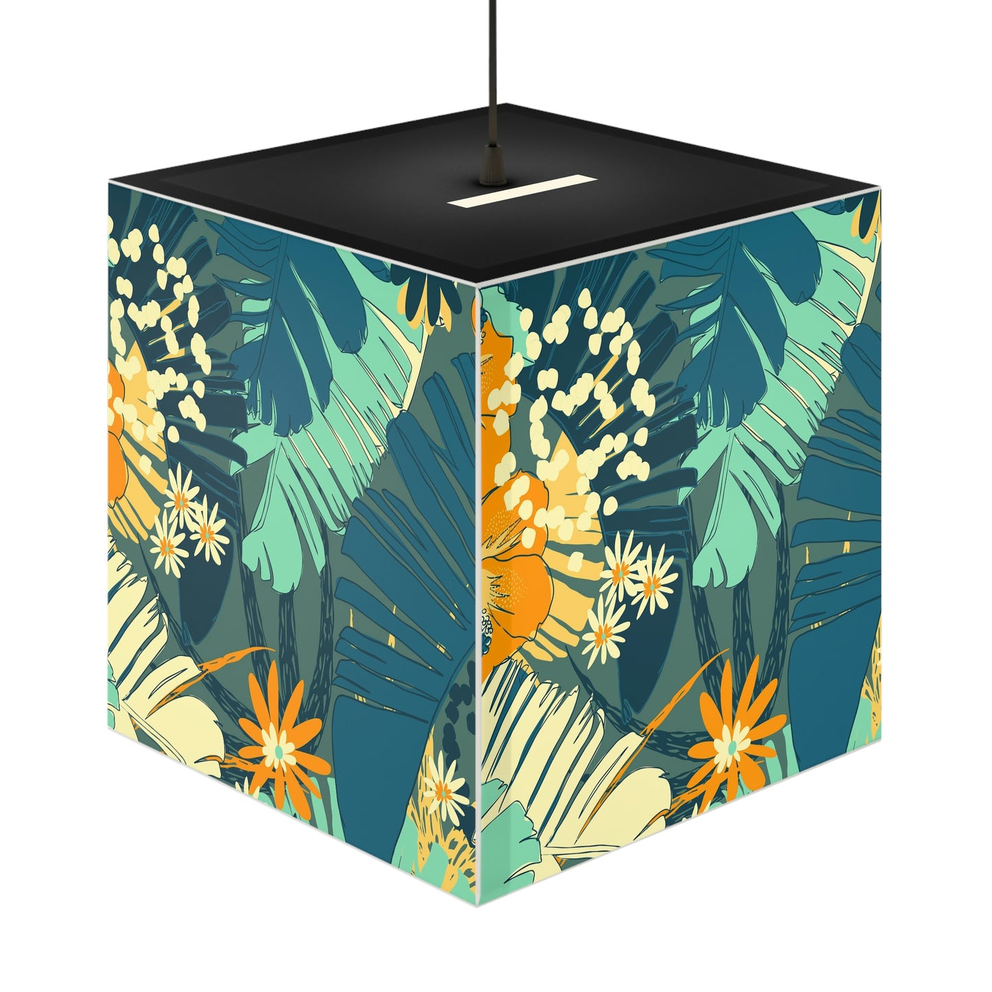Jungle Blues Collection Lamp, Modern Tropical Decor Light Cube Lamp