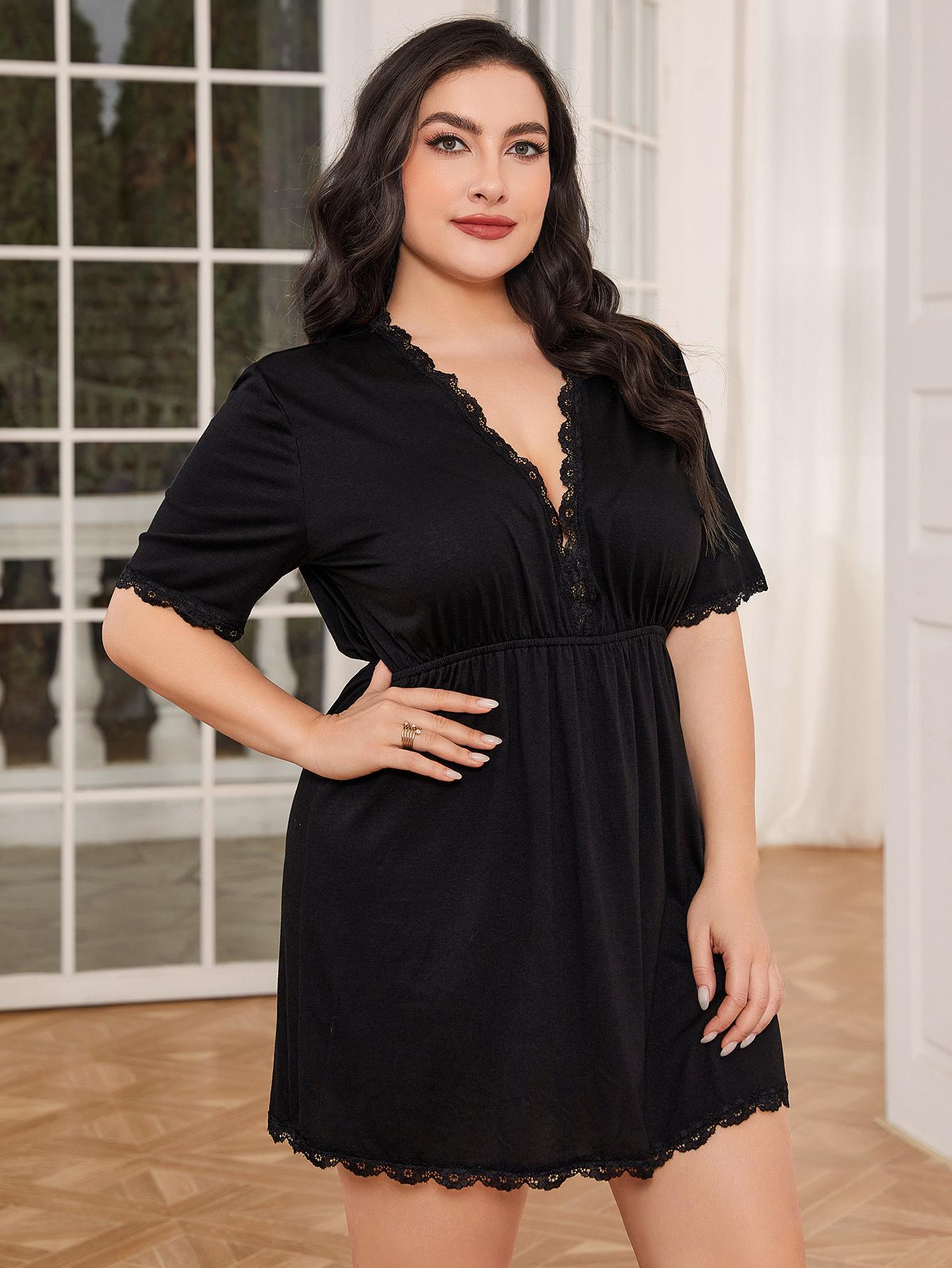 Plus Size Lace Black Resort Dress