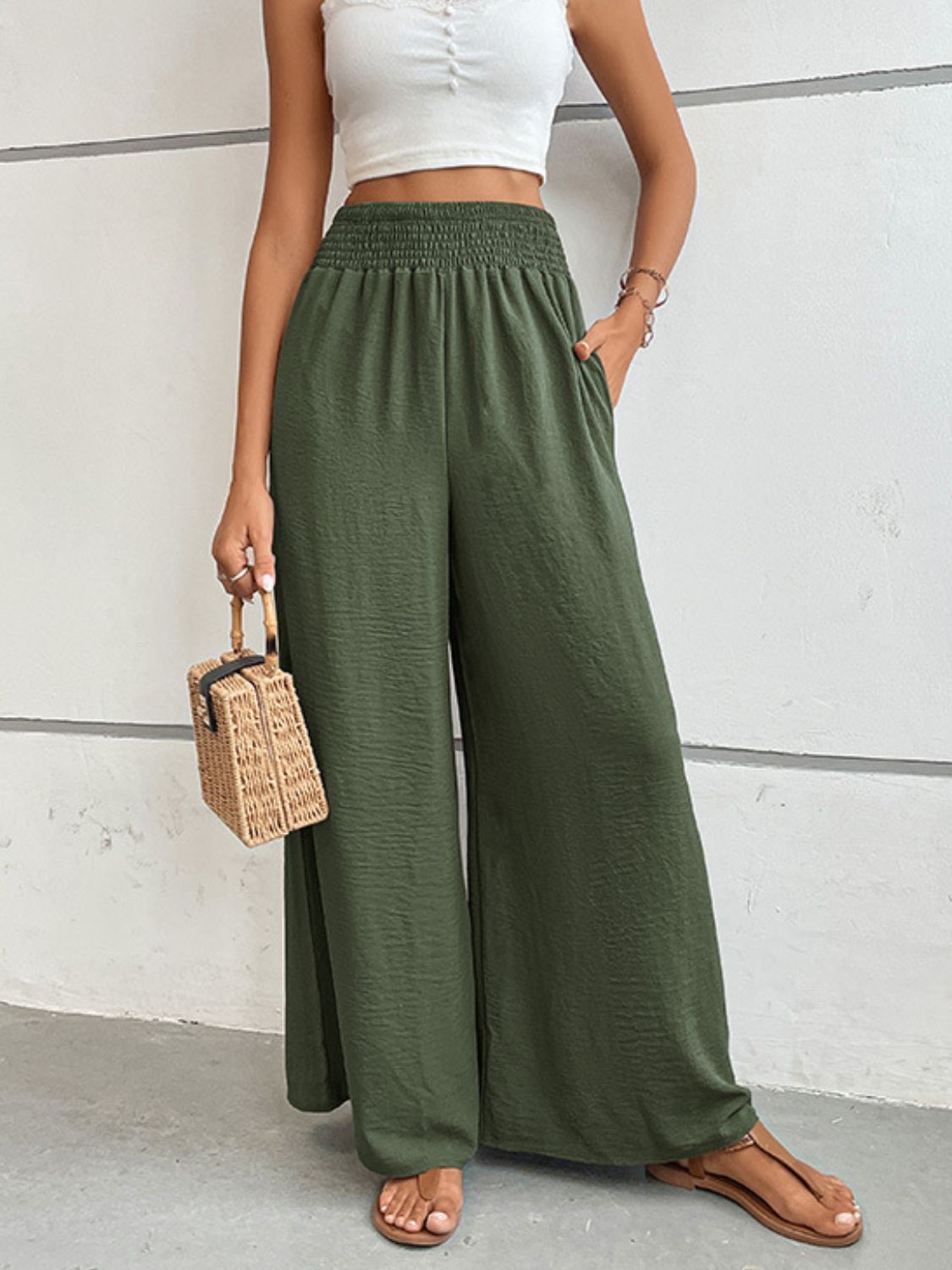 Wide Waistband Relax Fit Long Resort Pants