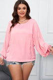 Plus Size Lantern Sleeve Pink Resort Top