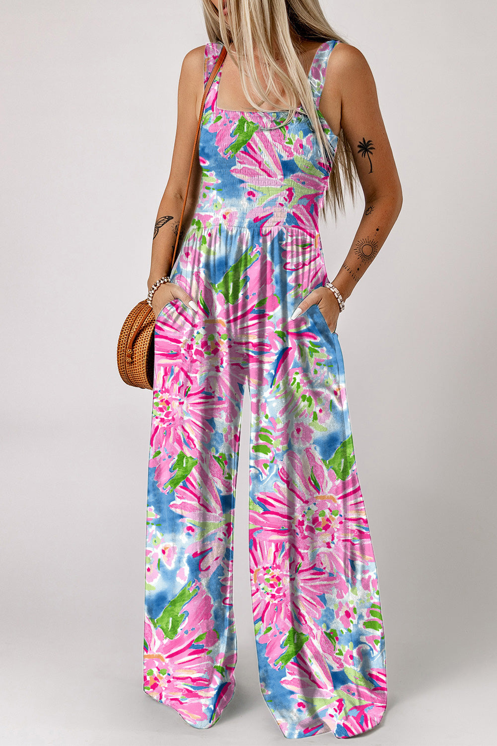 Floral Vacation Jumpsuit with Pockets