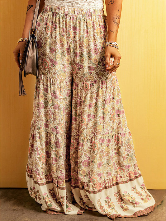 Floral Tiered Wide Leg Pants
