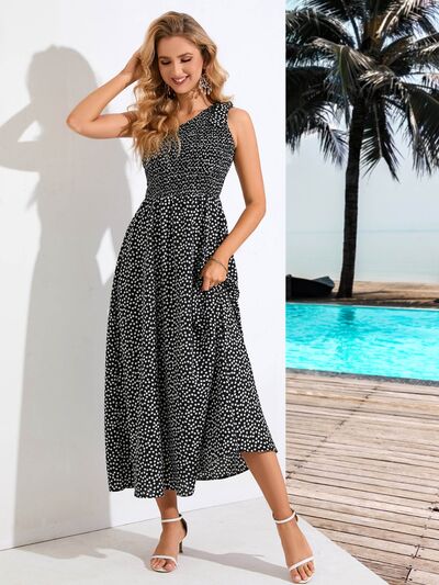 Single Shoulder Midi Resort Dress