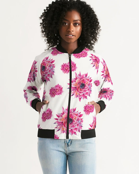 Malibu Pink Flowers Women's Bomber Jacket