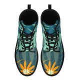 Women's Custom Jungle Blues Tropical Print Leather Boots