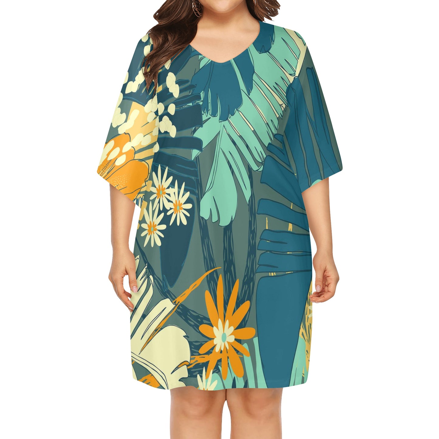 Women's Jungle Blues, Tropical Plus Size MuMu Dress