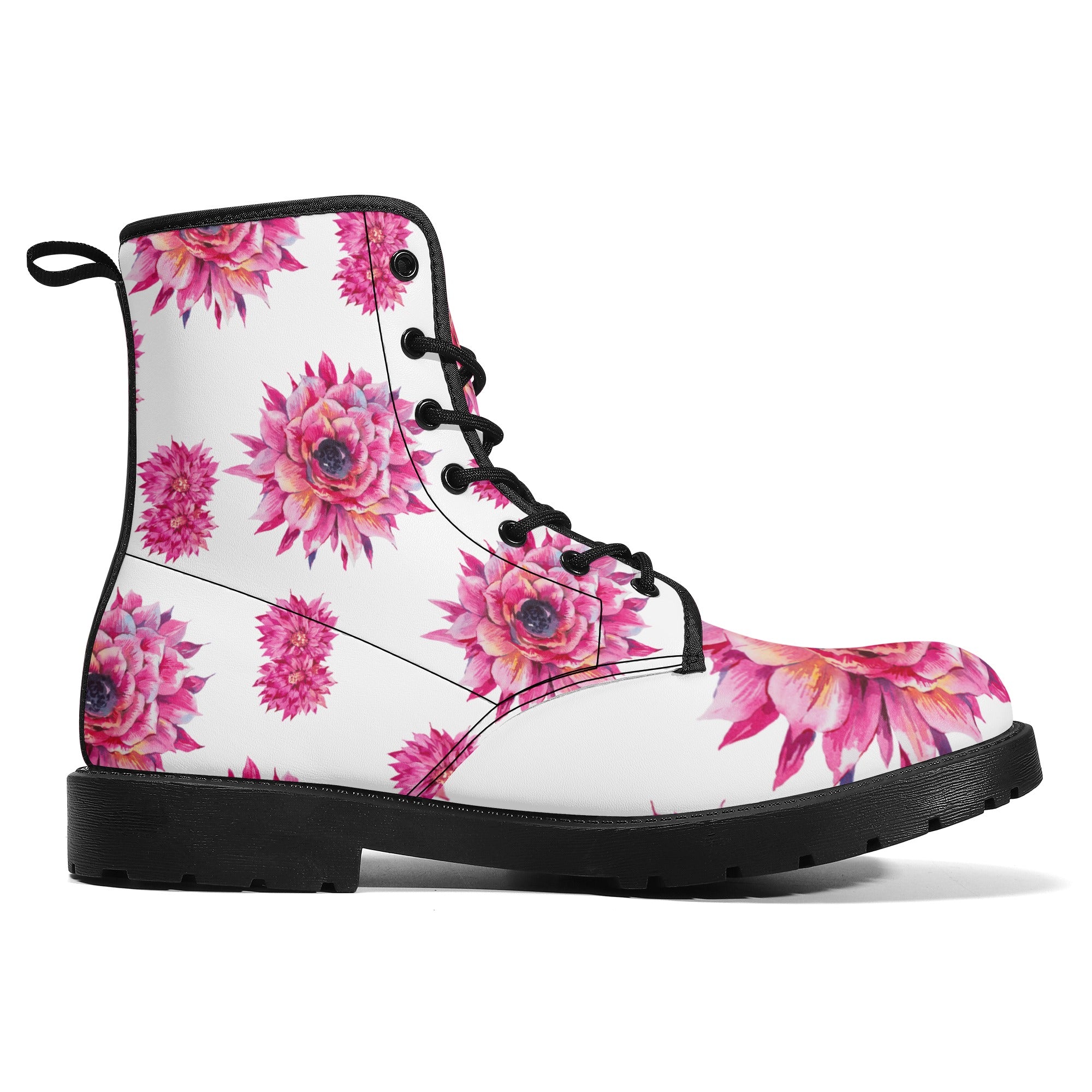 Luxe Pink Flower Women's Leather Boots