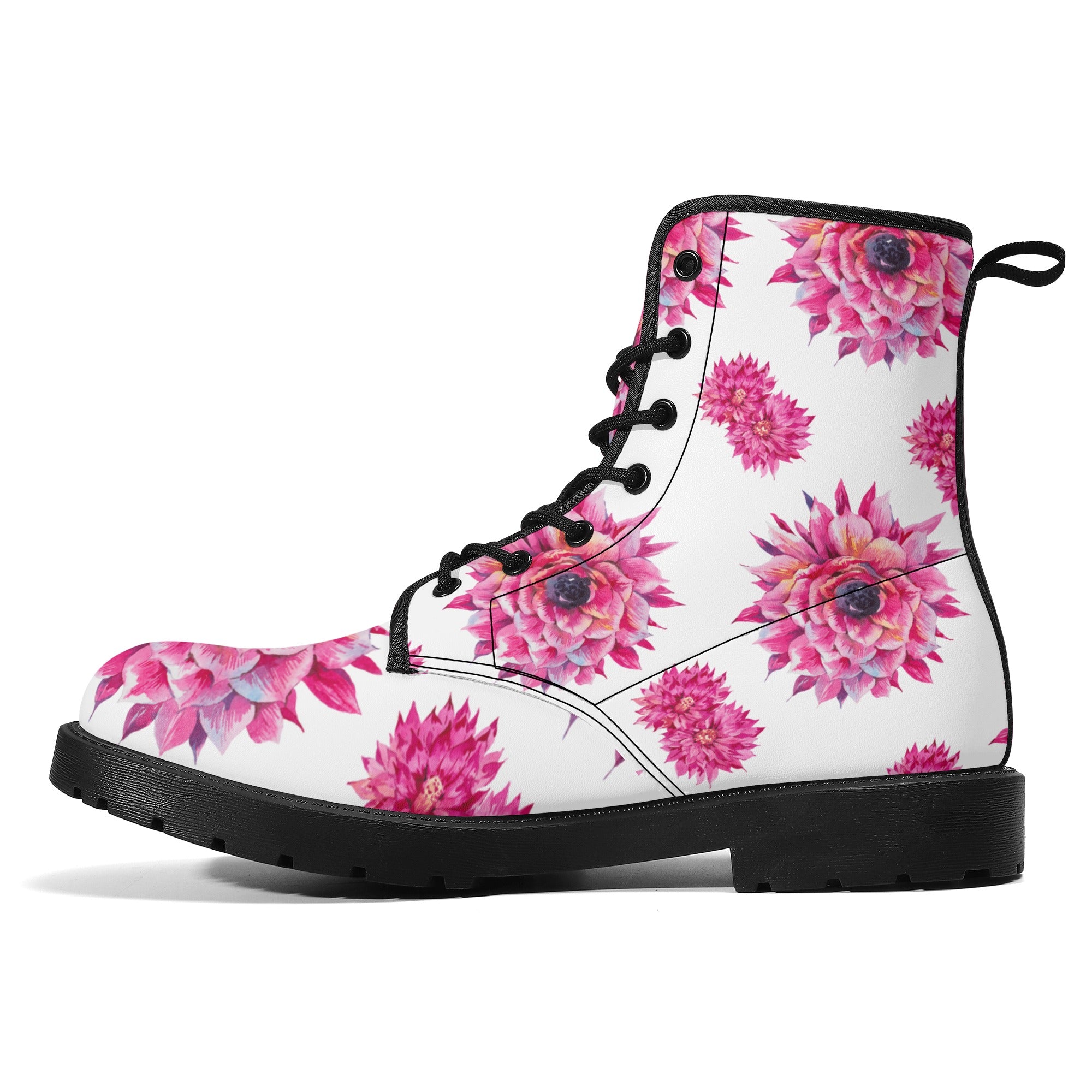 Luxe Pink Flower Women's Leather Boots