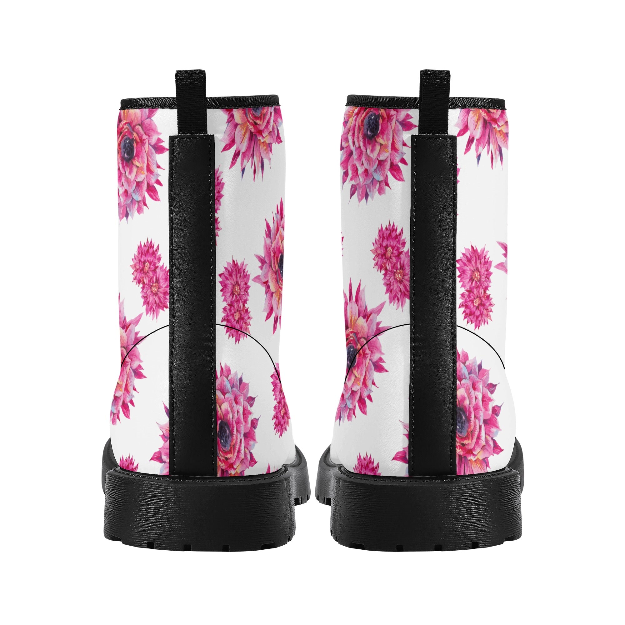 Luxe Pink Flower Women's Leather Boots