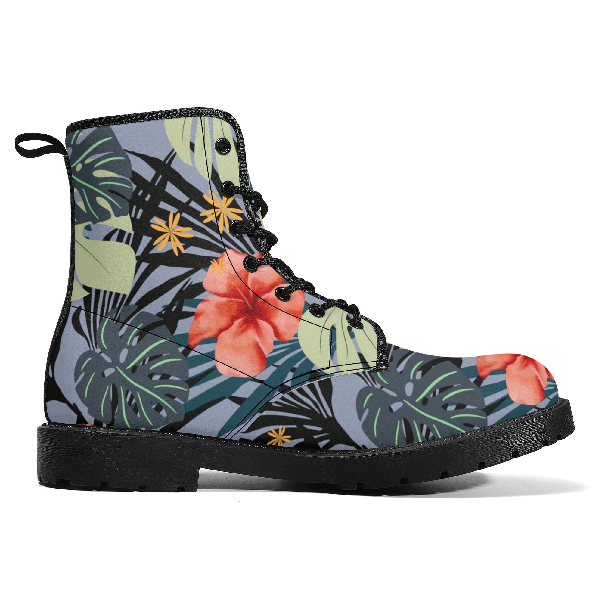 Hawaiian Hibiscus Women's Leather Boots