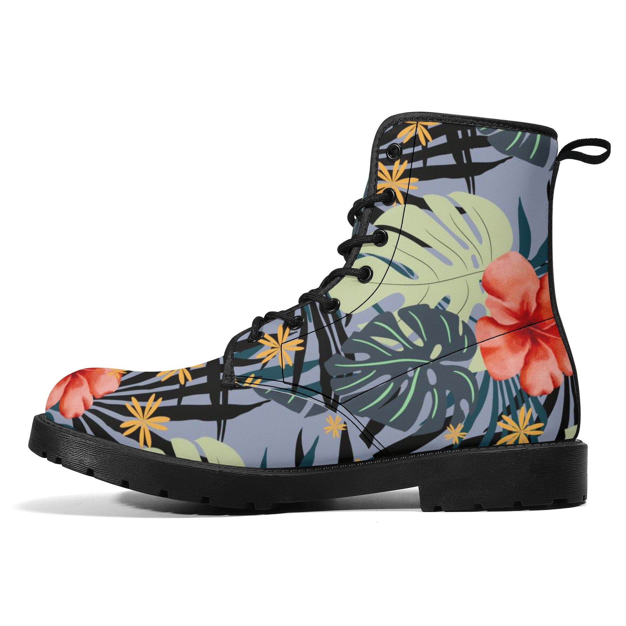 Hawaiian Hibiscus Women's Leather Boots