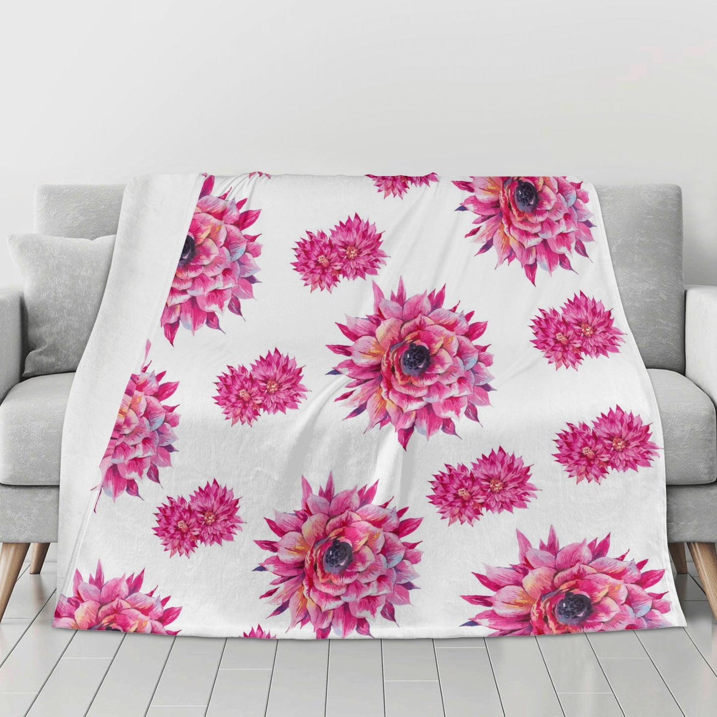 Luxe Pink Flower Flannel Breathable Blanket 4 Sizes