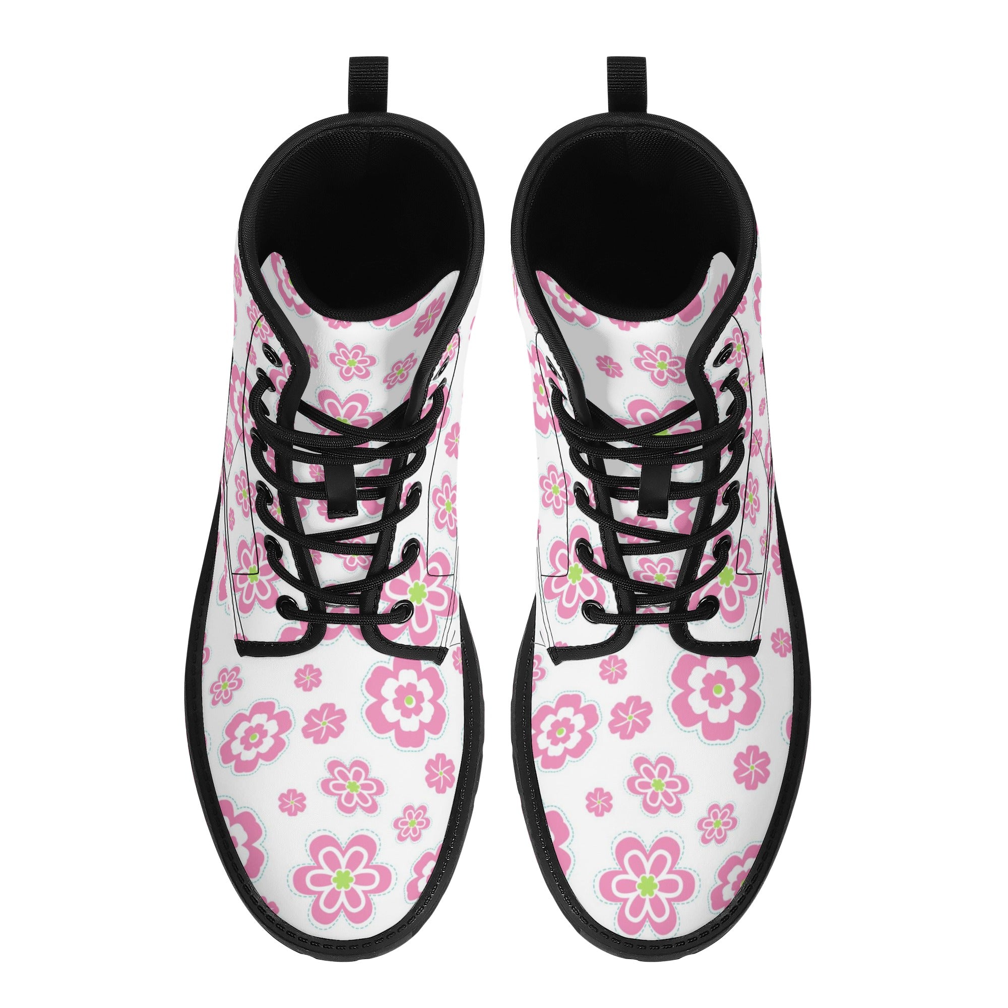 Womens Retro Pink Flowers Boots