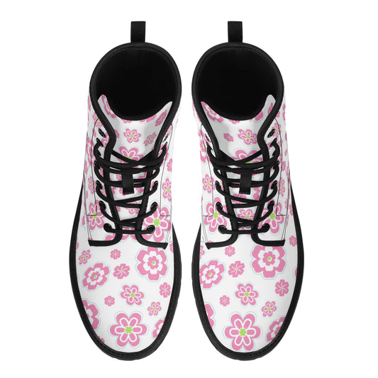 Womens Retro Pink Flowers Boots