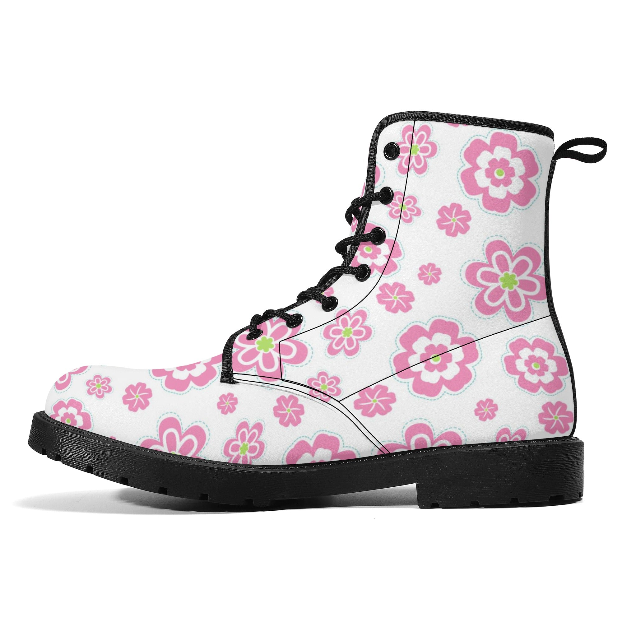 Womens Retro Pink Flowers Boots