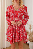 Balloon Sleeve Red Floral Summer Dress