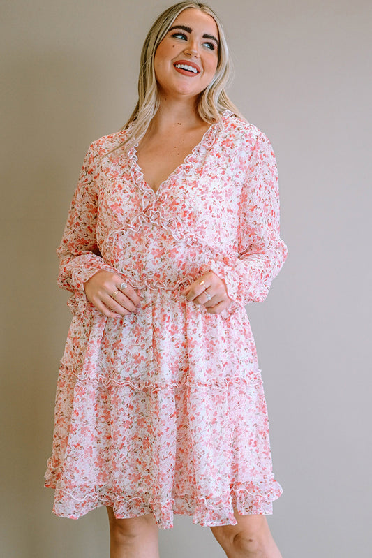 Plus Size Pink Floral Summer Dress